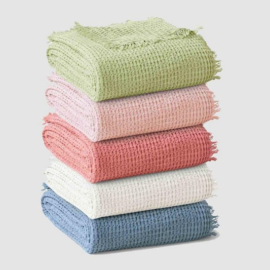Bedroom Urban Loft Cotton Waffle Blanket - CLAY 1pc (pink)