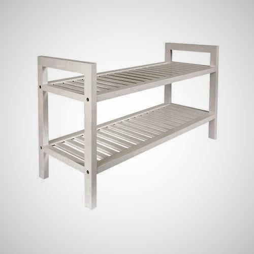 Bedroom All Set 2 Tier White Wooden Shoe Rack