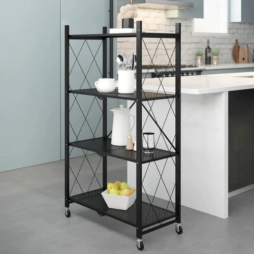 Home 4-Tier Folding Shelf Black