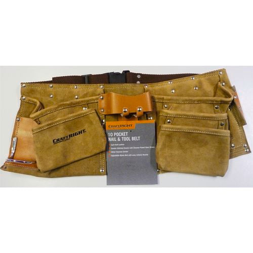 Tool Accessories 10 Pocket Leather Nail And Tool Belt