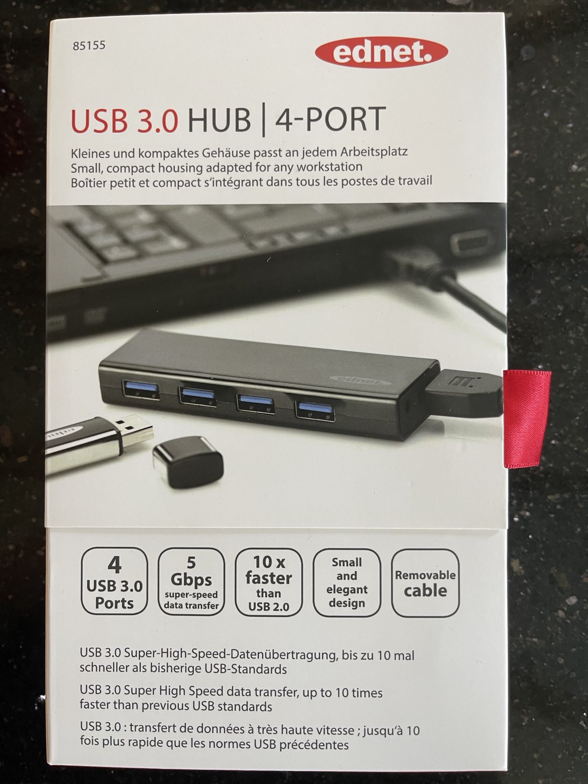 Tech Ednet 4 Port USB 3.0 Powered Slim Hub