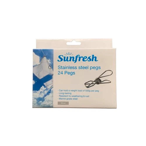Laundry Sunfresh Stainless Steel Pegs Spring Clamp 24pk - (Marine Grade SS)